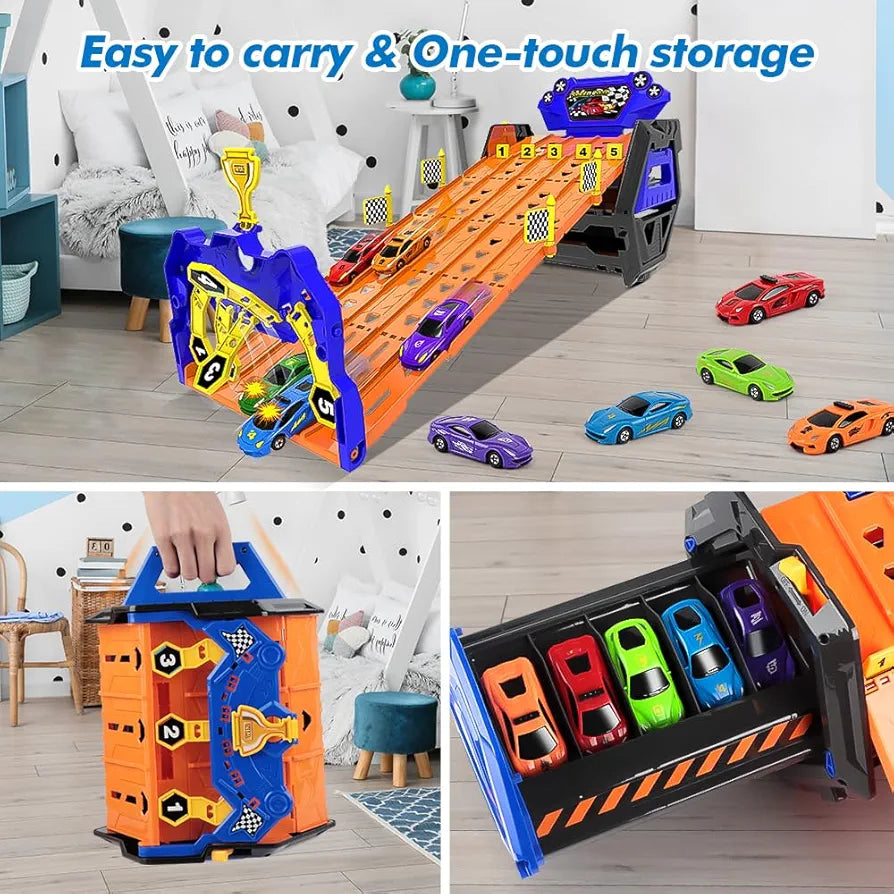 Hot Wheels Roll Out Raceway Track Set with 5-Lane Fair Start Mechanism
