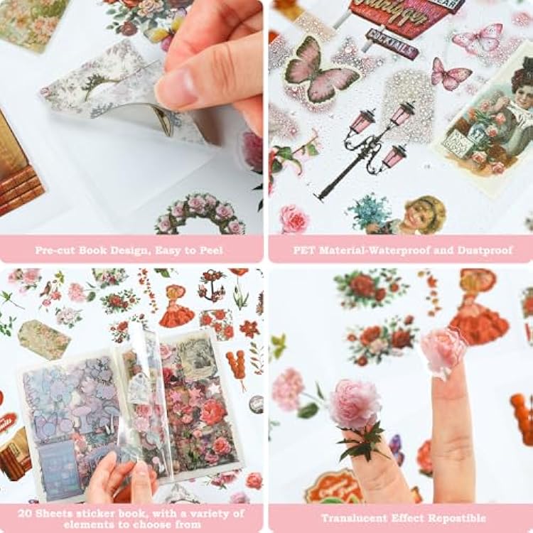Butterfly Floral Pink Sticker Book 20 Sheets