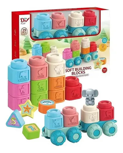 Soft Rubber Building Blocks for Kids – 29 Pieces