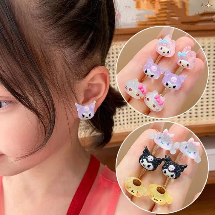 Sanrio & Fruits Theme Magnetic Earrings for Kids (Set Of Seven)