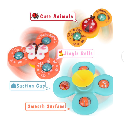 Baby Rattle Turntable Suction Spinner Rattle Set