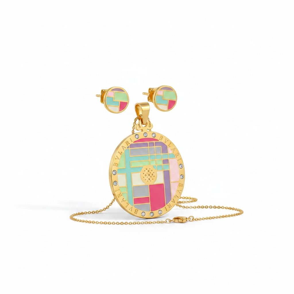 Vibrant Geometric Stainless Steel Jewelry Set