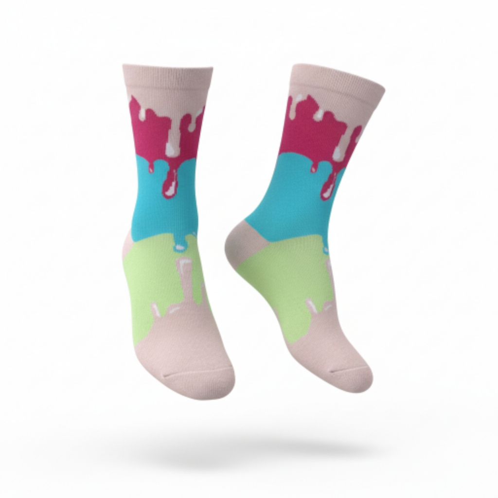 Color Splash Drip Design Socks – Stylish, Soft & Trendy