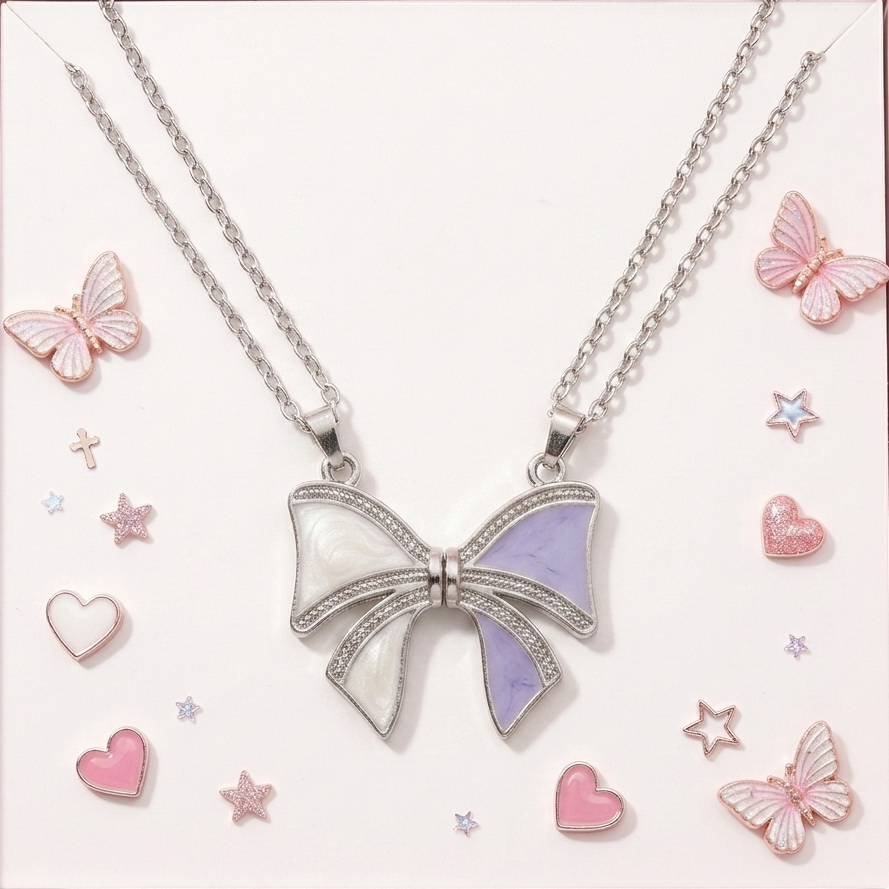 Best Sister | Friend Bow Magnetic Necklace Pair