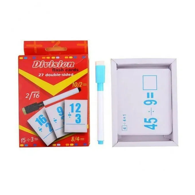 Division 27 Double-Sided Educational Flash Cards With Erasable Pen