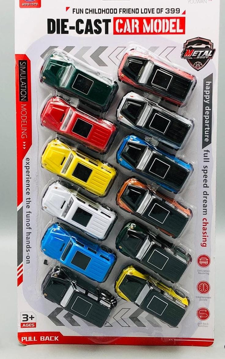 Die Cast Metal Body Pull Back Pack Of 12 Jeeps