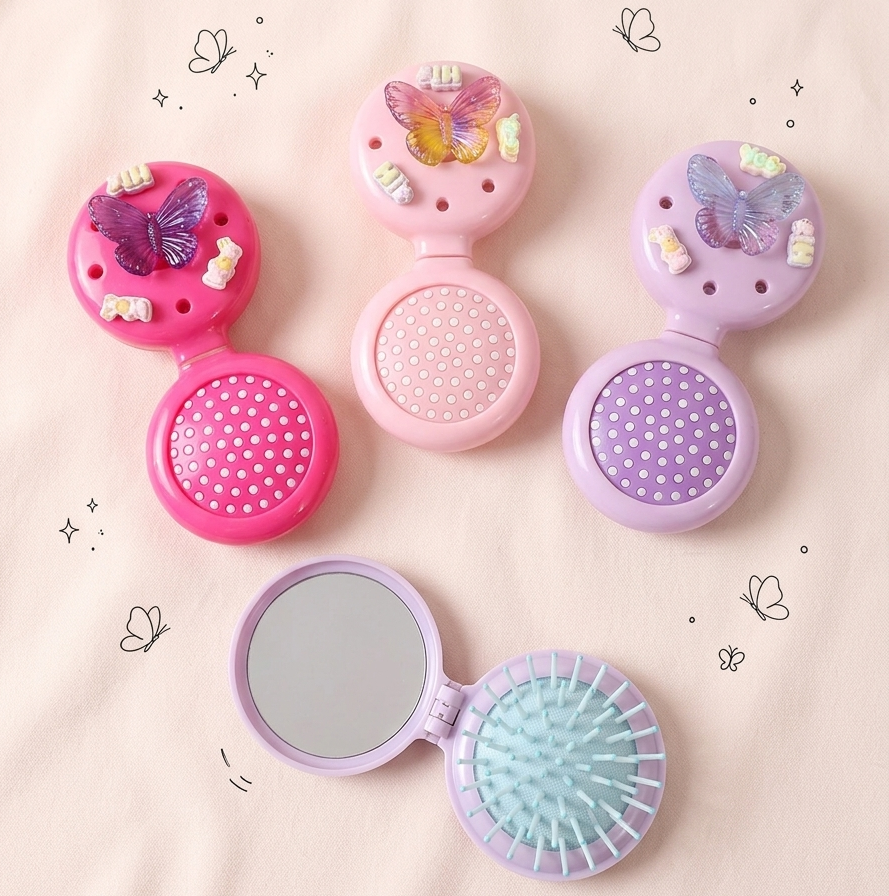 Adorable 3D Butterfly Kids Hair Brush – Gentle Styling for Little Princesses