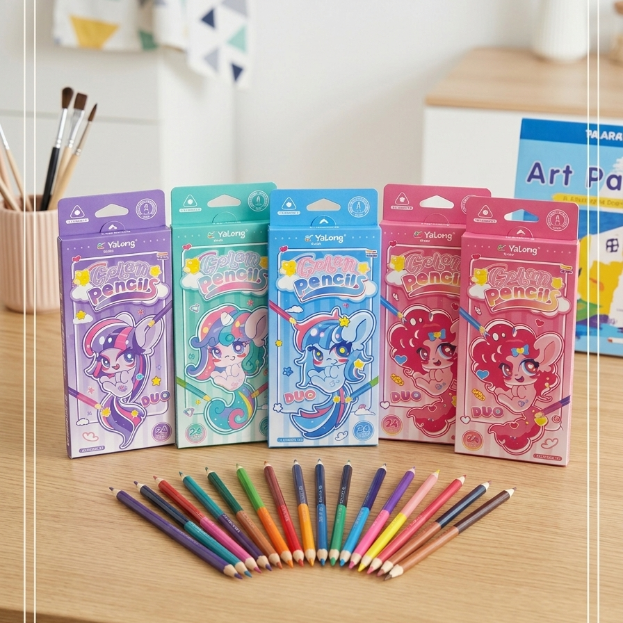 Yalong Duo-Color 24-Shade Colour Pencils Set – Magical Pony Edition