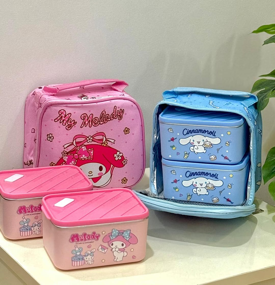 Sanrio 2pc Lunch Box Set with Insulated Bag – Cinnamoroll / My Melody