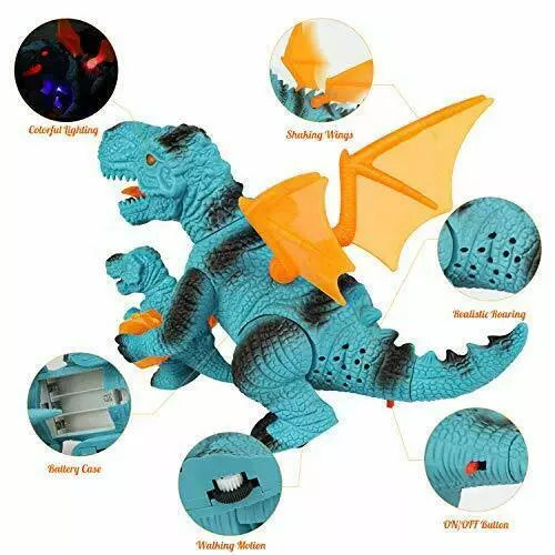 Walking Dinosaur Toy With LED Lights And Sounds Dragon Figures