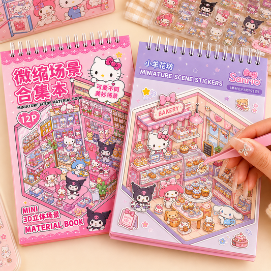 Sanrio 3D Material Scene Sticker Book with Tweezer