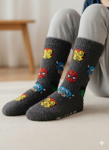Avengers Super Hero Fur Velvet Warm Socks for Boys | Size 7 to 17 Years