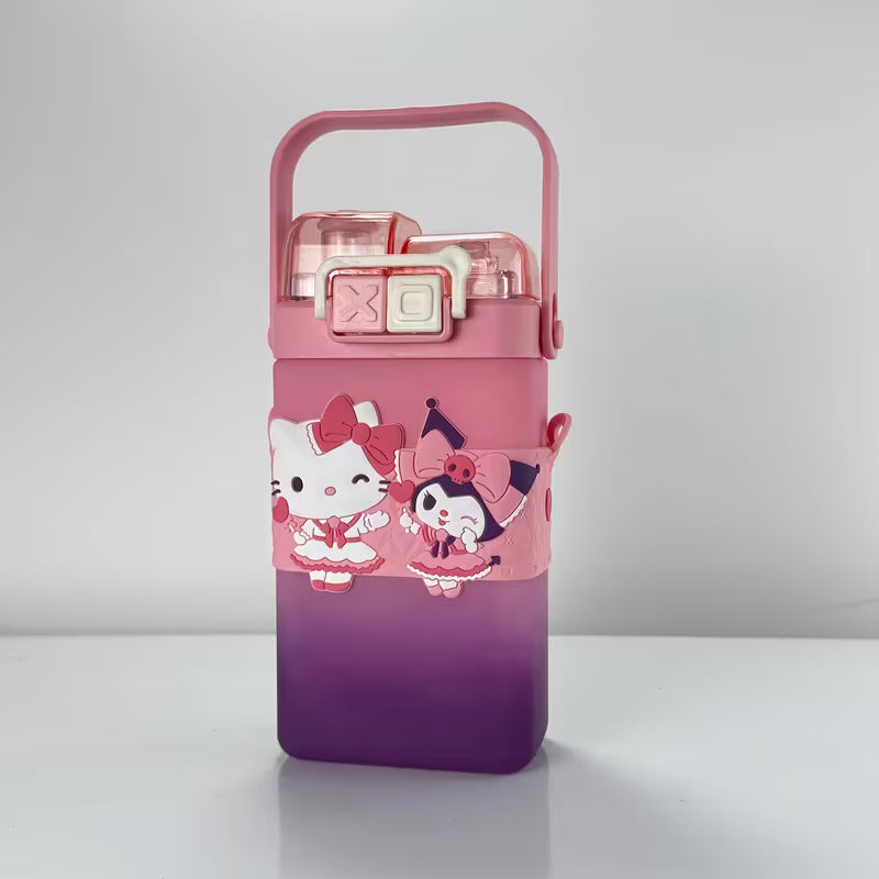 Sanrio original Dual Water Bottle In Matte Finish | Kuromi Hello Kitty Cinnamoroll