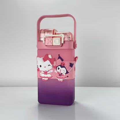 Sanrio original Dual Water Bottle In Matte Finish | Kuromi Hello Kitty Cinnamoroll