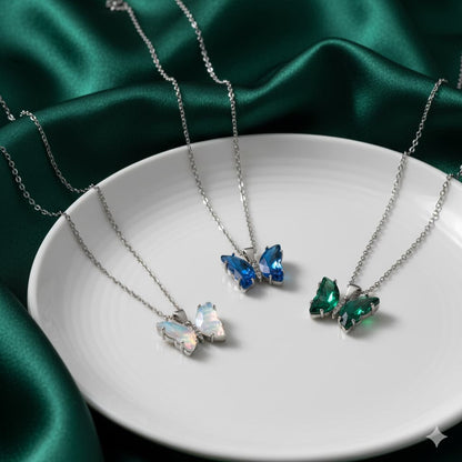 Crystal Butterfly Stainless Steel Necklace