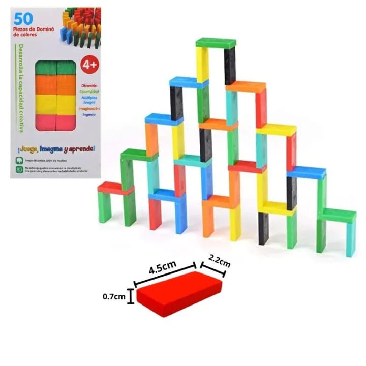 50 Pcs Wooden Domino Blocks | Learning & Stacking Toy for Kids