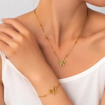 Bow Necklace | Earing | Bracelet Complete Stainless Steel Set
