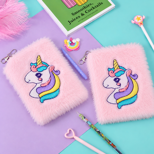 Mini Fur Diary with Keychain – Unicorn Edition