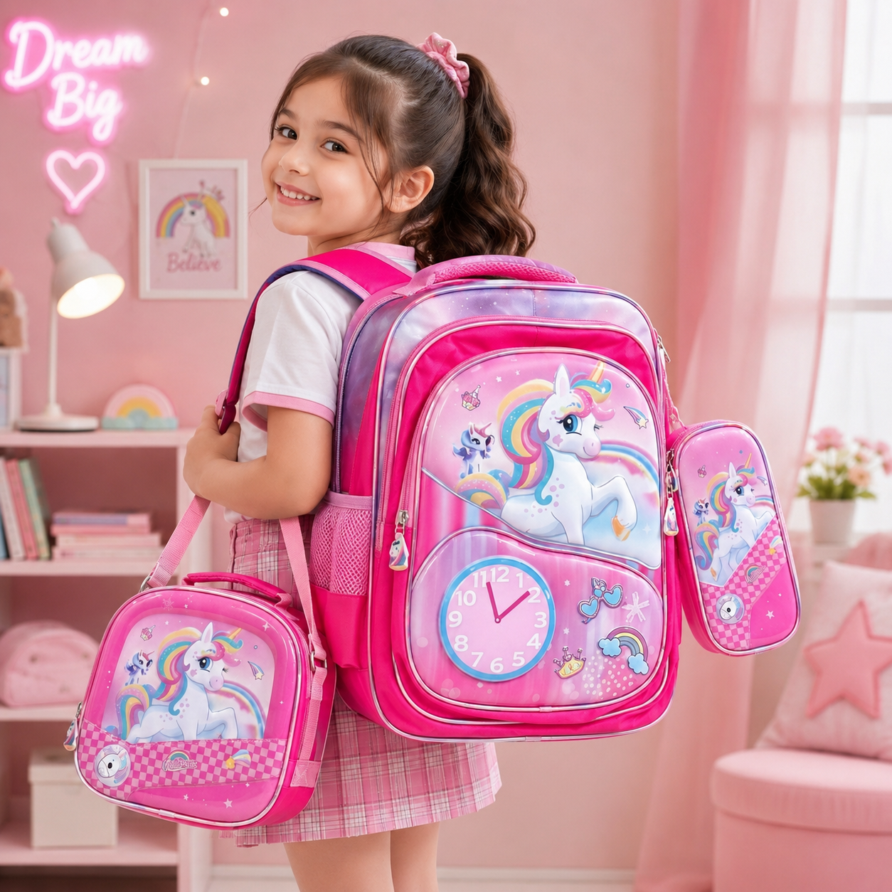 Unicorn 3 Piece School Bag Set (Montessori to Class 2)