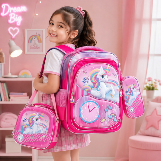 Unicorn 3 Piece School Bag Set (Montessori to Class 2)