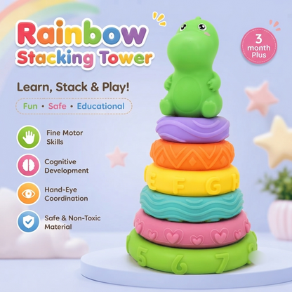 Silicon Baby Dinosaur Stacking Tower Ring