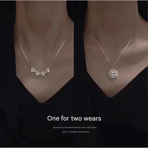 Two Way Open And Close Stainless Steel Four Leaf Clover Necklace