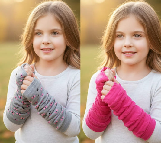 Girls Ruffles And Printed Hand Warmer
