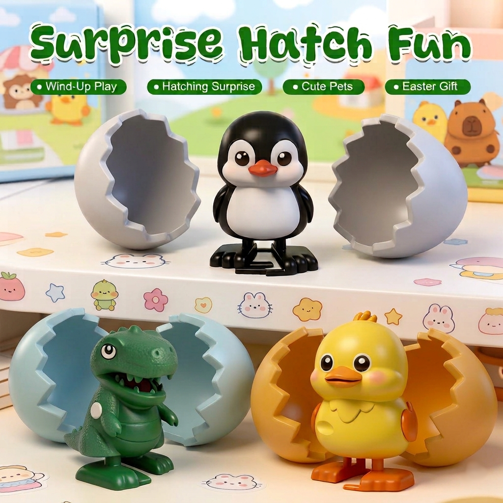 Wind Up Automatic Eggs Hatching Toy With Walking Chick and Dinosaur