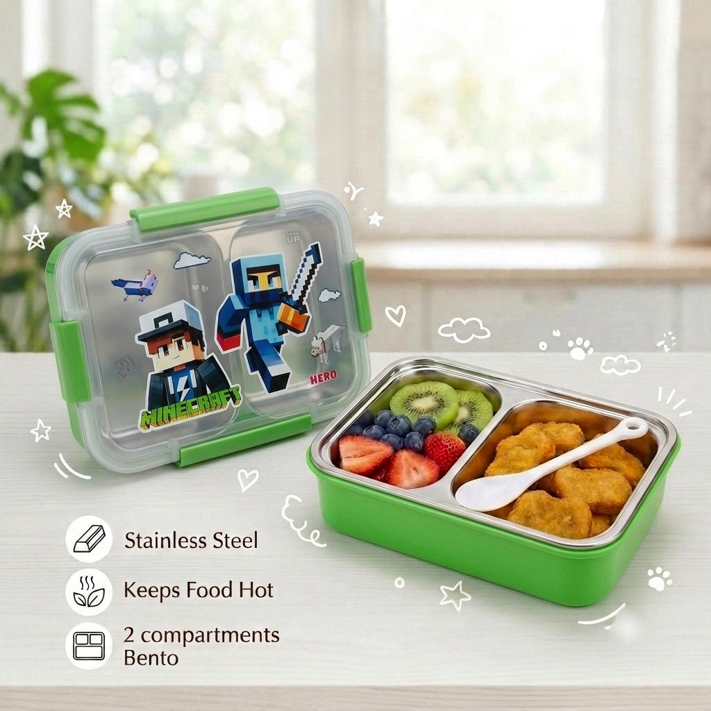 Minecraft Big Size Stainless Steel Bento Lunch Box