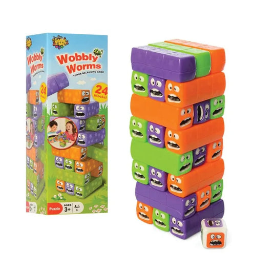 Wobbly Worms Tower Balancing Game | Tower Tumbling Stacking Board Games Building Jenga Blocks