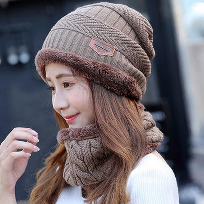 Beanie Cap Neck Warmer Beanie Full Set-2 Piece