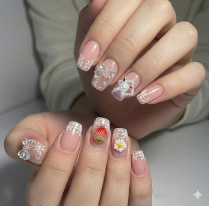 Sanrio Strawberry Nails With Acrylic Box