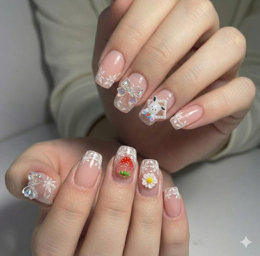 Sanrio Strawberry Nails With Acrylic Box