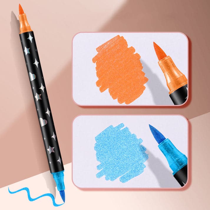 Dual Tip 24 Colour Glitter Marker