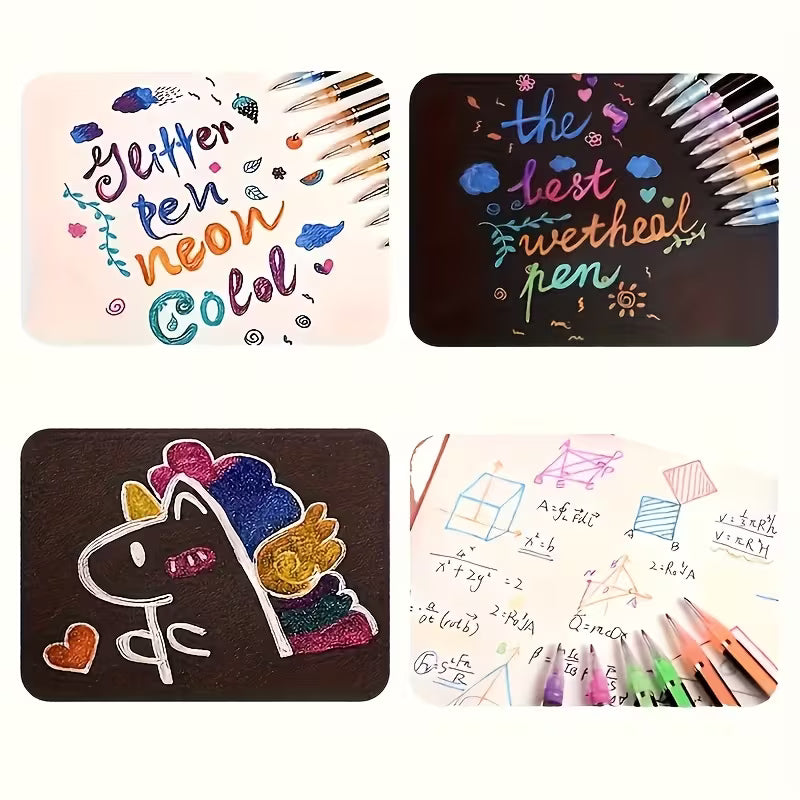 Pack of 12 Glitter Flash Pens
