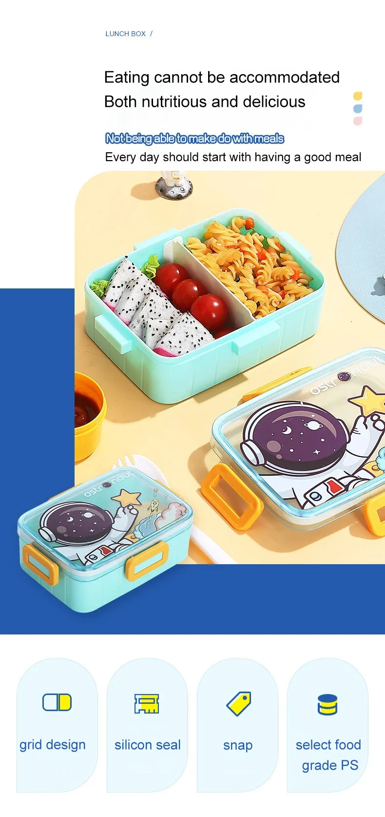 Cartoon Characters Lunch Box With Sauce Box