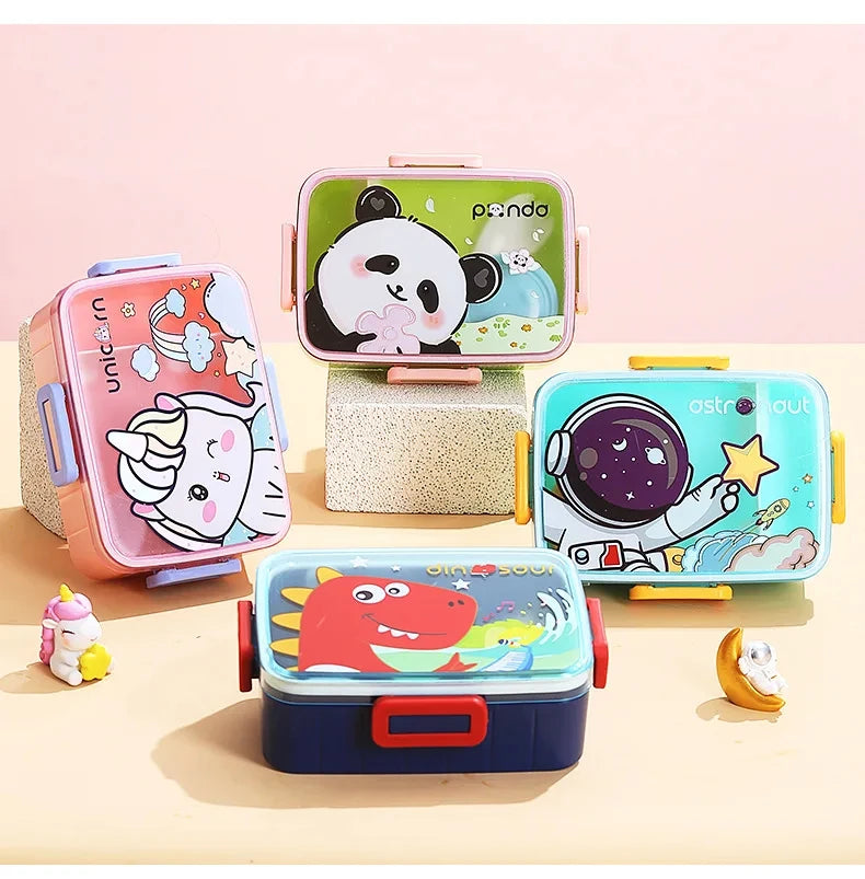 Cartoon Characters Lunch Box With Sauce Box