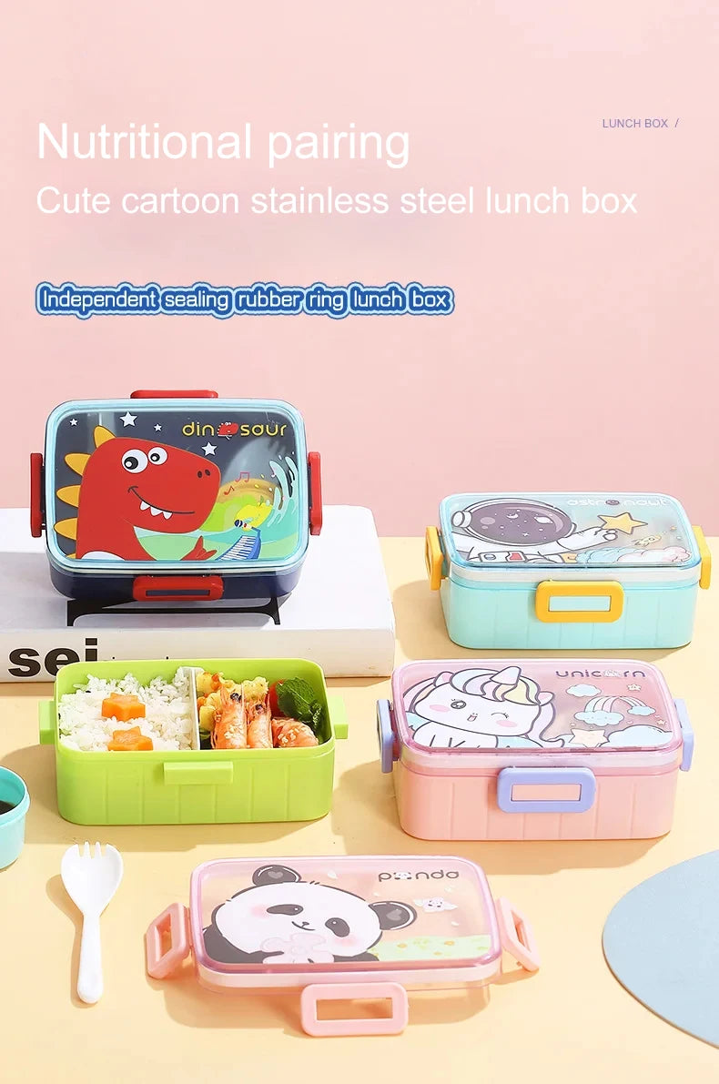 Cartoon Characters Lunch Box With Sauce Box