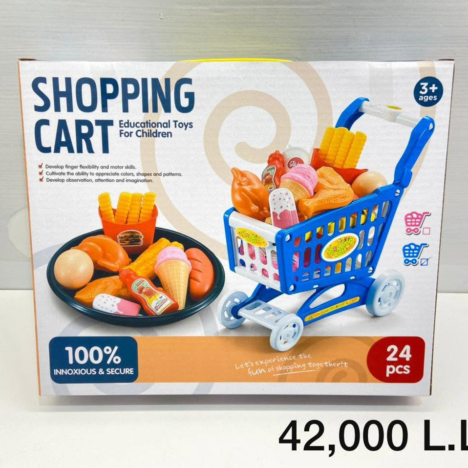 24 Pcs Supermarket Grocery Shopping Trolley Cart For Kids