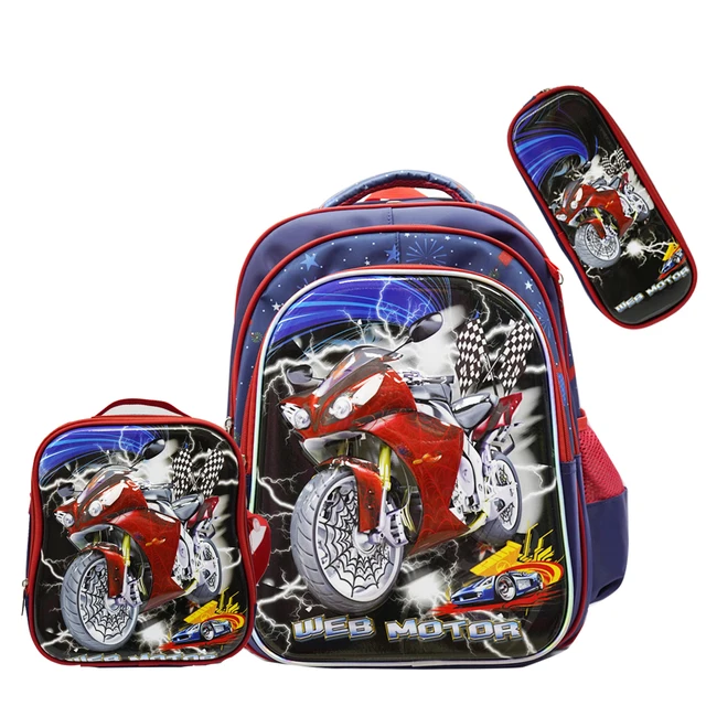 Bike 3 Pc School Bag Set For Boys