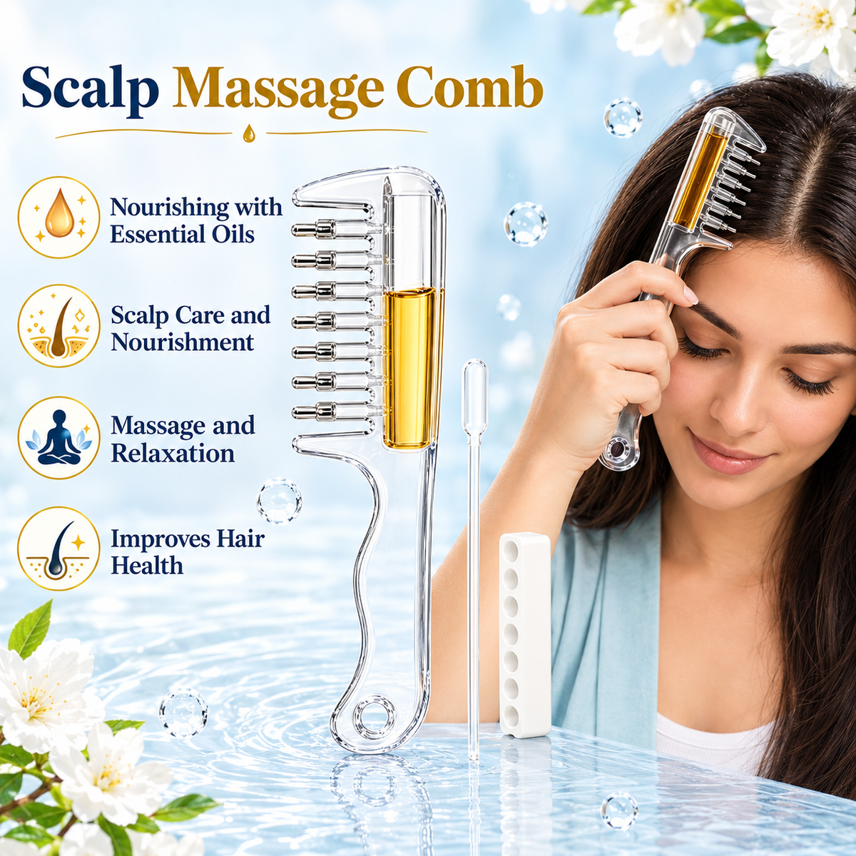 Hair Scalp Oil Application Comb – Scalp Massager & Hair Oil Applicator