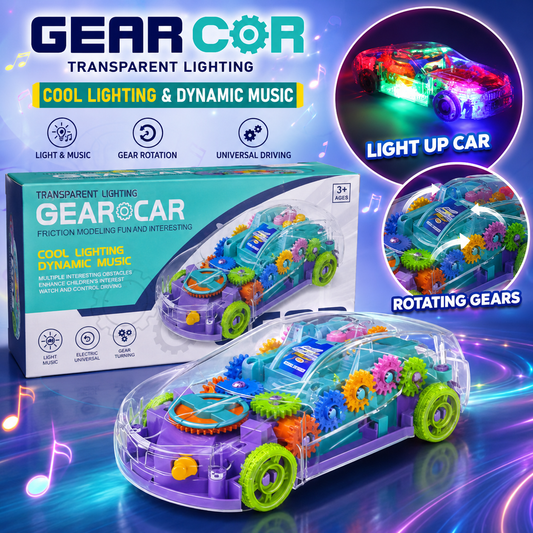 Concept Rotating Gear Transparent Car With Lights