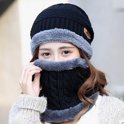 Beanie Cap Neck Warmer Beanie Full Set-2 Piece