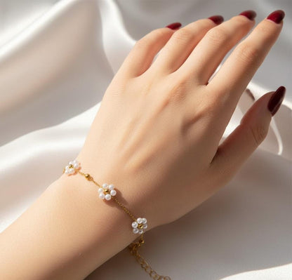 Pearl Flower Stainless Steel Bracelet