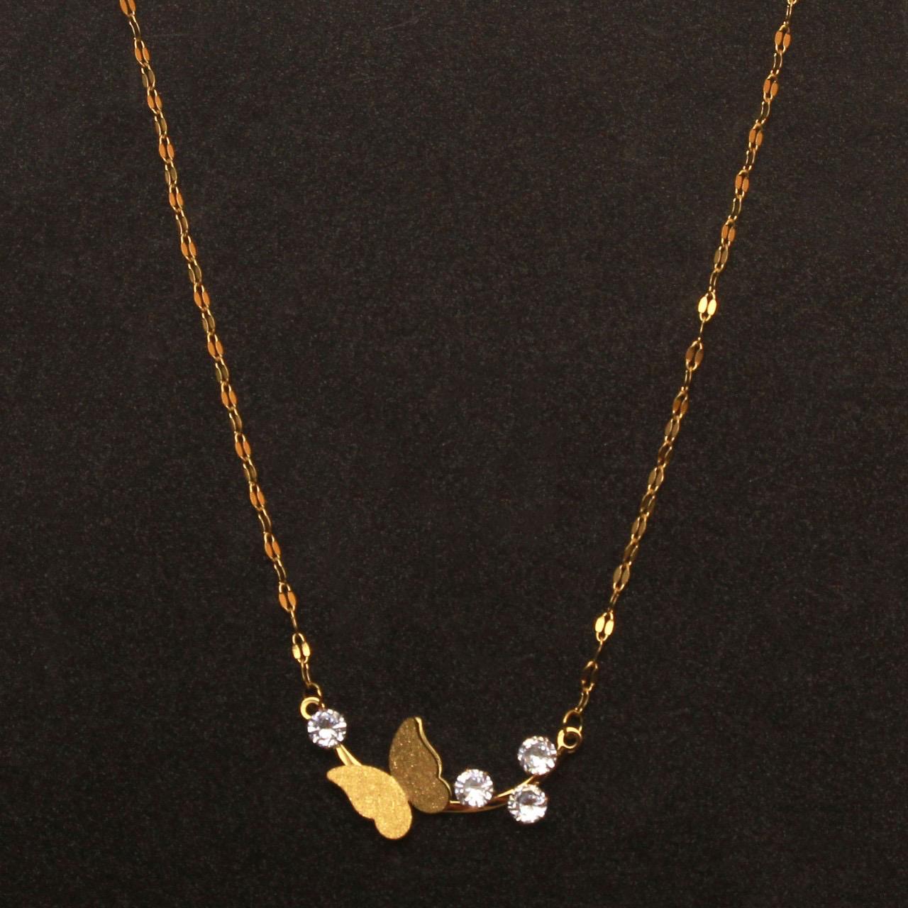 Zircons Butterfly Stainless Steel Necklace