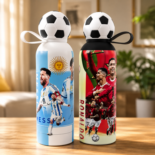 3D Football Ronaldo and Messi Stainless Steel Water Bottle
