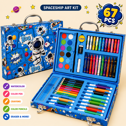 Spaceship Wooden Coloring Kit Art Box