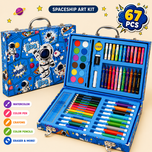 Spaceship Wooden Coloring Kit Art Box