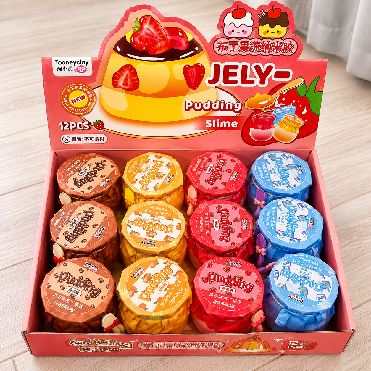 Scented Pudding Korean Slime in Jar | 4 Fruit Dessert Scents
