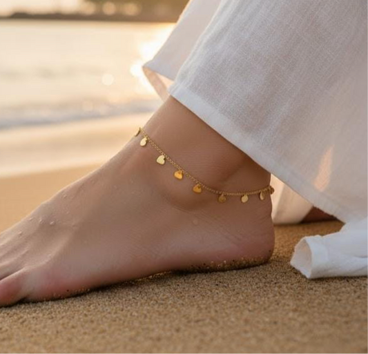 Heart Charms Stainless Steel Anklet + Bracelet